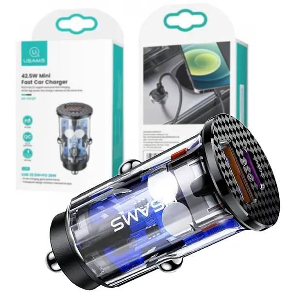 Швидка автозарядка в прикурювач Usams US-CC127 C25 42.5W QC 22.5W + PD 20W Mini