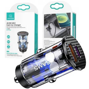 Швидка автозарядка в прикурювач Usams US-CC127 C25 42.5W QC 22.5W + PD 20W Mini