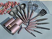 Набор кухонных ножей с кухонными принадлежностями 14 предметов Edenberg EB-11099 Набор ножей с подставкой