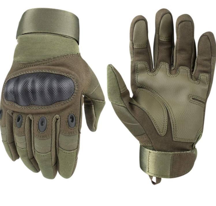 Тактичні рукавички Hunter Carbon повнопалі Оливкові зелені військові з закритими пальцями