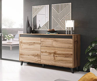 Комод 1Д3Ш у вітальню, дитячу Nord дуб вотан / антрацит Cama meble