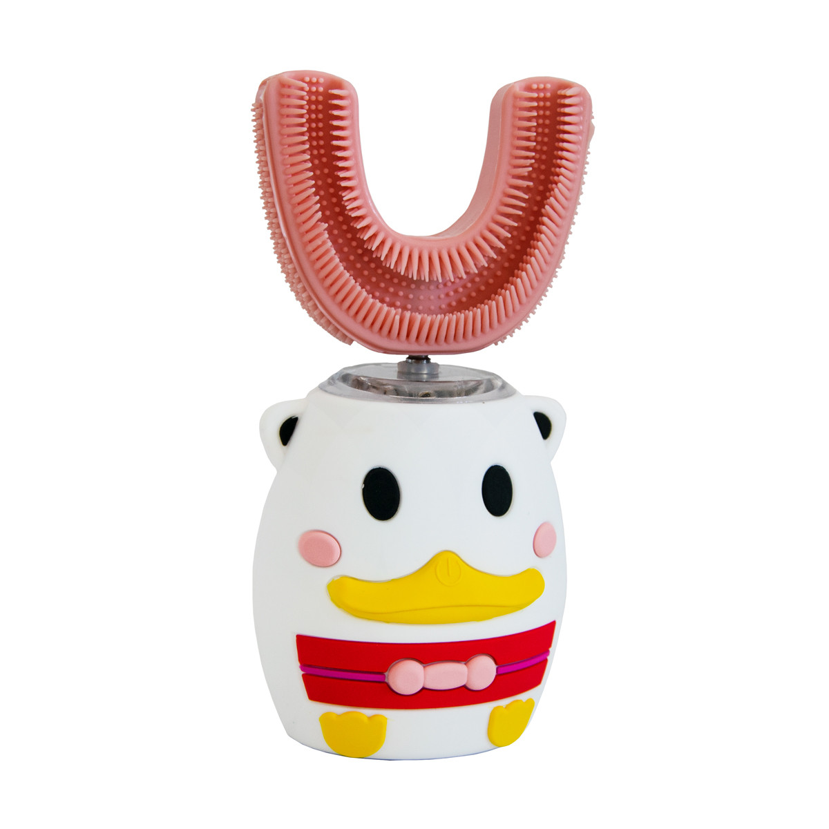 Детская электрическая зубная щетка "Уточка", Бело/Розовая силиконовая зубная щетка для детей с подсветкой (TO) - фото 5 - id-p1654685879