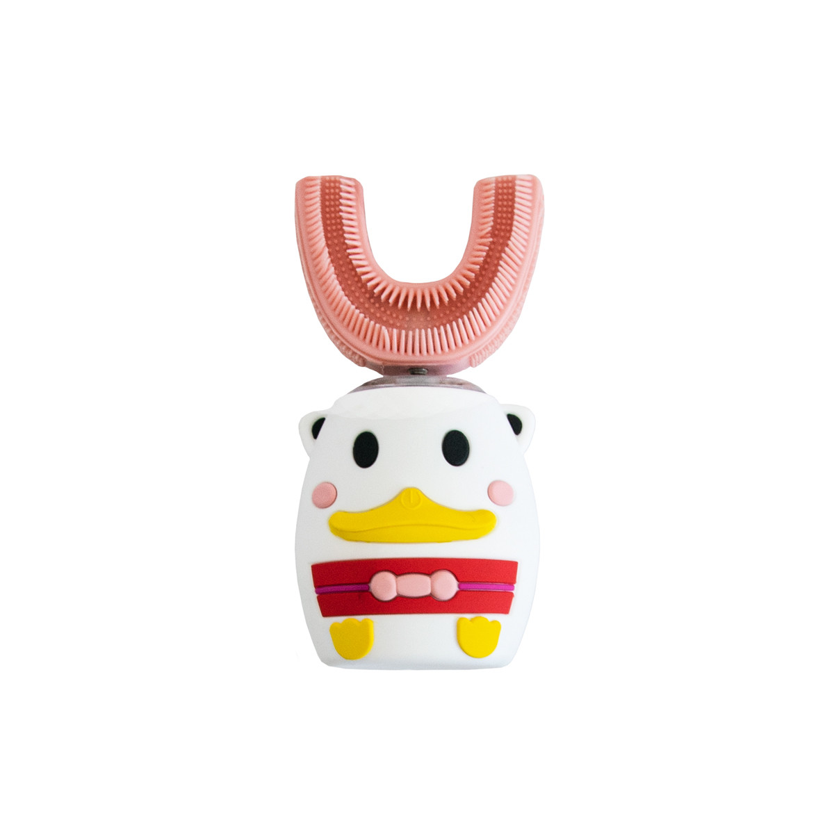 Детская электрическая зубная щетка "Уточка", Бело/Розовая силиконовая зубная щетка для детей с подсветкой (TO) - фото 8 - id-p1654685879