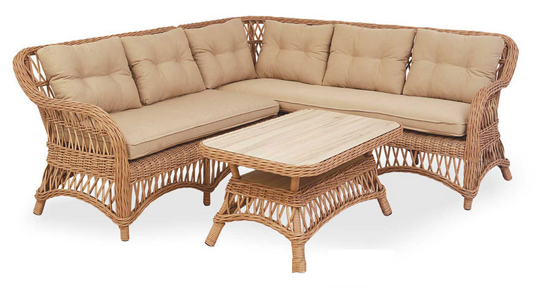 Комплект плетених меблів Pradex Беатріче кутовий диван з журнальним столиком