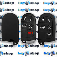 Чехол (черный, силиконовый) для смарт ключа Jeep, Dodge, Chrysler (Джип, Додж, Крайслер) 4 кнопки + 1