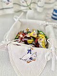 Серветка в хлібницю-корзинку льон з вишивкою "Гуси" 45x45 см., фото 3