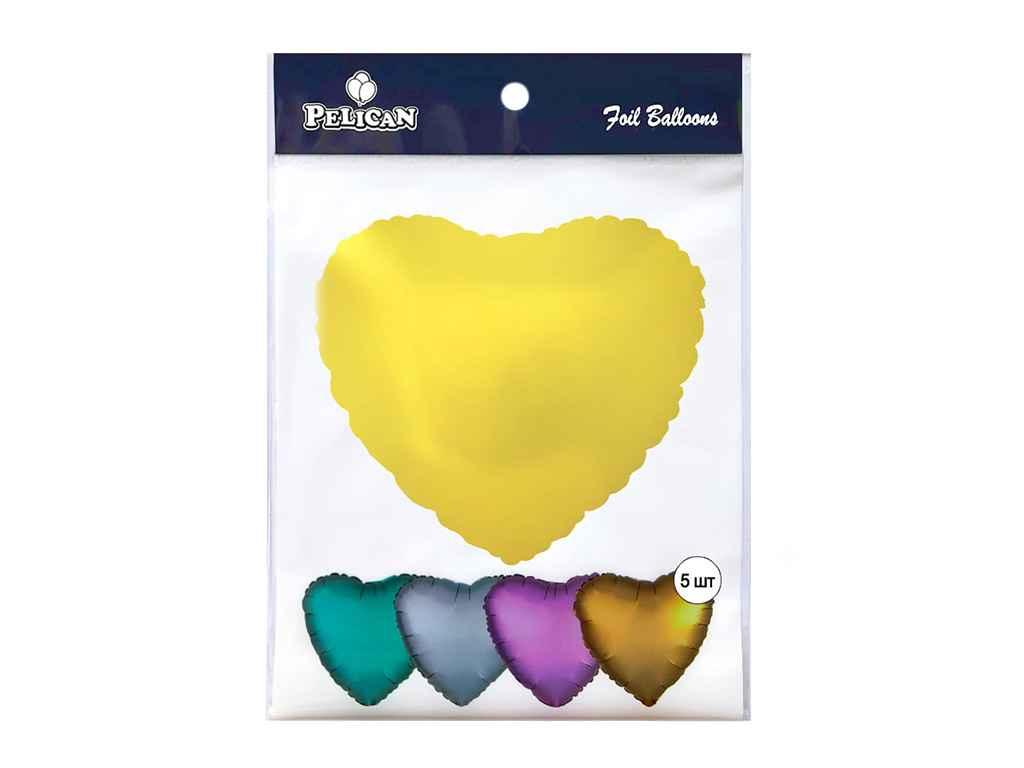 Кулька фольгована 18 СЕРЦЕ ЗОЛОТО 45 см. (5шт/уп) 833601 ТМ PELICAN, фото 1