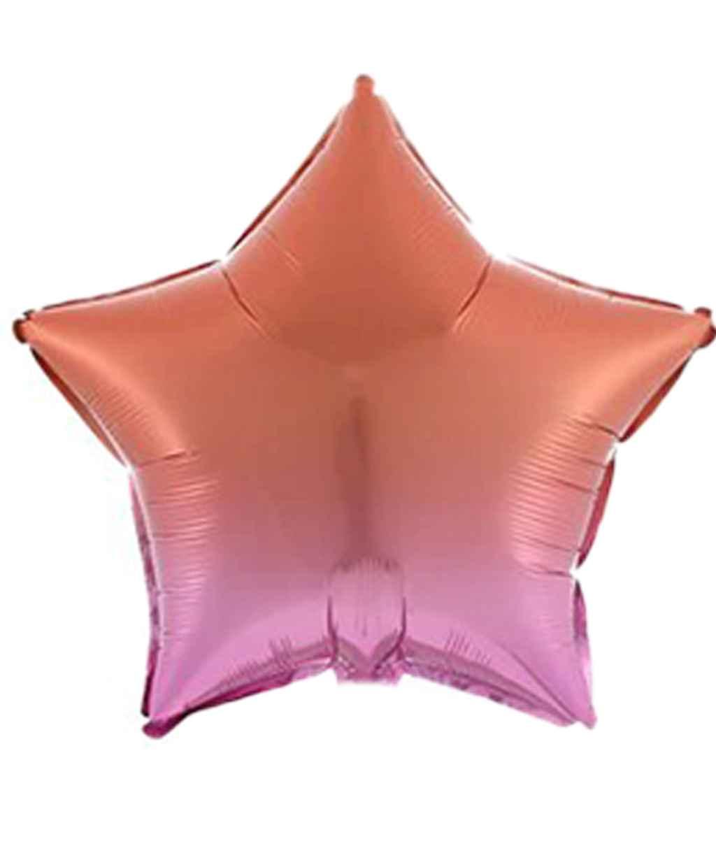 Кулька фольгована 18 ЗІРКА ПОМАРАНЧЕВО-РОЖЕВА 45 см(5шт/уп)832676 ТМ PELICAN, фото 1