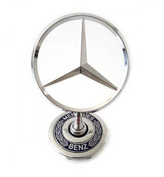 Приціл емблему на капот Mercedes W210, W202, W220 1994-2007 D=4 см-спідниці оригінал врізний з написом