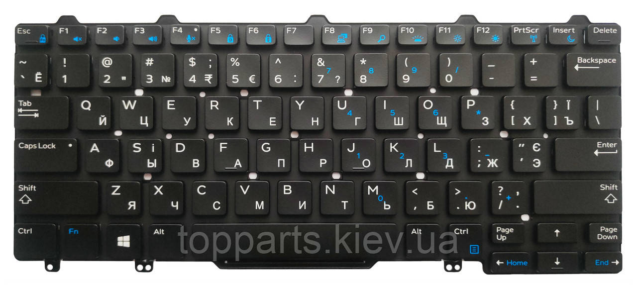 Клавіатура для ноутбуків Dell Latitude E5270, E7270 Series чона без рамки з підсвіткою UA/RU/US