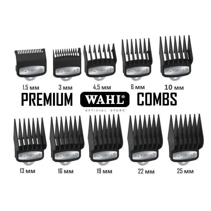 Набір насадок для машинок Wahl Premium 10 шт. 03421-100, фото 1