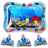 Водяний килимок дитячий Qmol з рибками Надувною водний килимок для малюків Синій без коробочки, фото 4