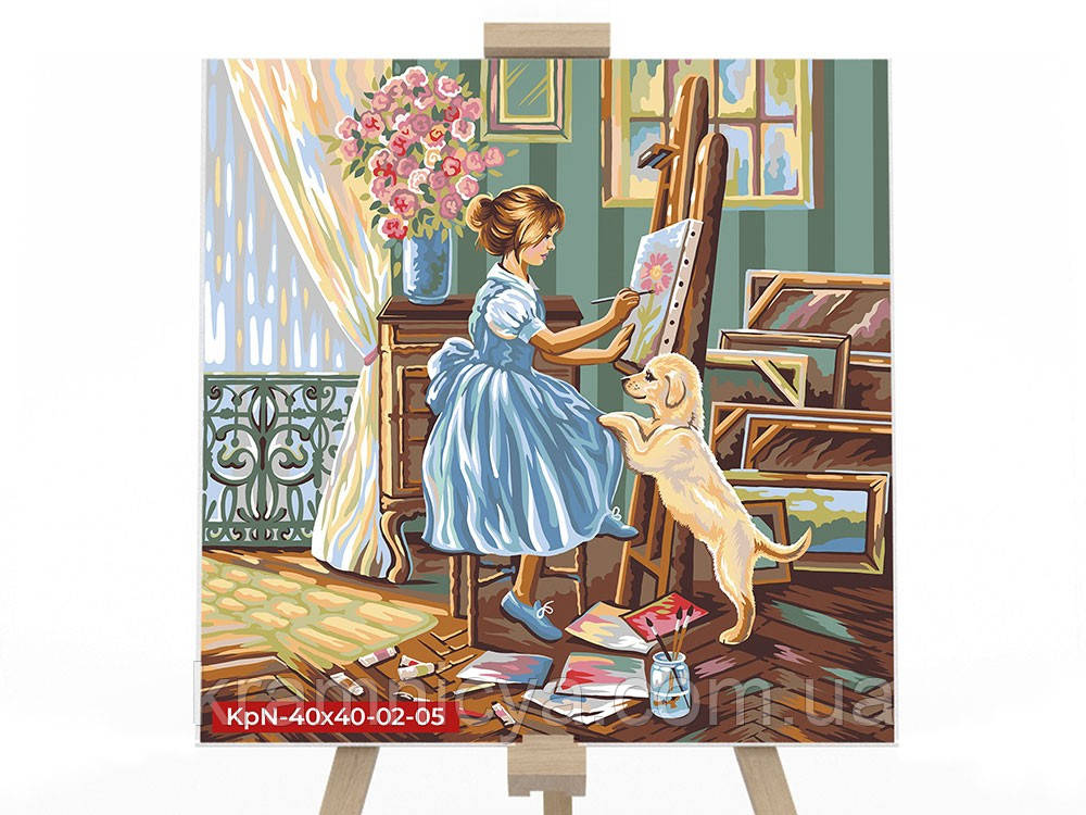 Картина за номерами Художниця, 40х40 см. (KPNE-40x40-02-05)
