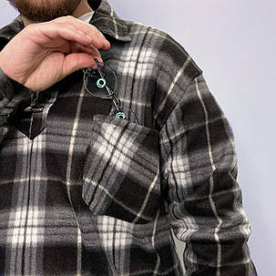 Сорочка чоловіча флісова в карту Рубаха зимова на байці Ao longcom Чорний XL, фото 2