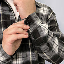 Сорочка чоловіча флісова в карту Рубаха зимова на байці Ao longcom Чорний XL, фото 3