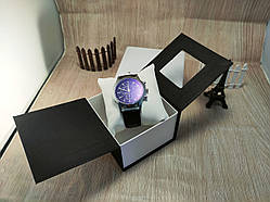 Подарункова коробка для годинника чорна з подушечкою шкіряною