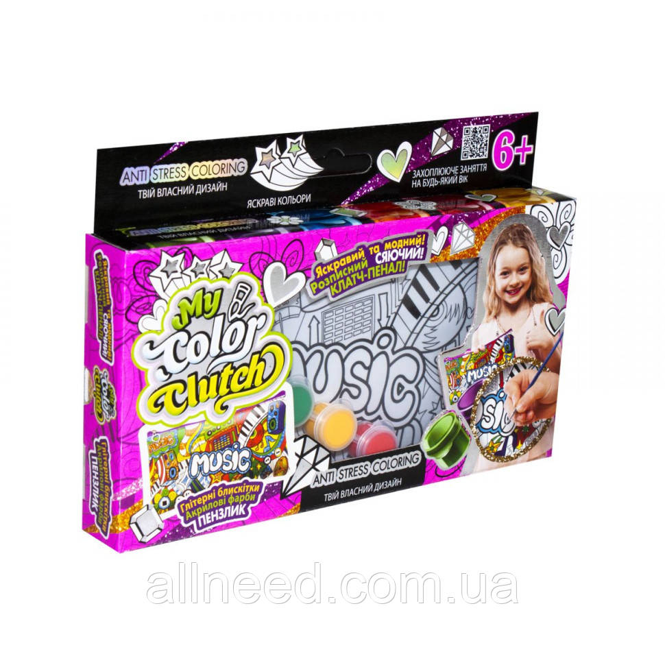 Пенал розмальовка "My color Clutch" Danko Toys CCL-01-01U (Music), фото 1