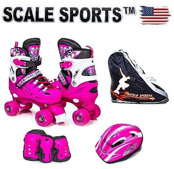 Комплект квадів з шоломом і захистом Scale Sports Рожевий (розмір 29-33) + сумка