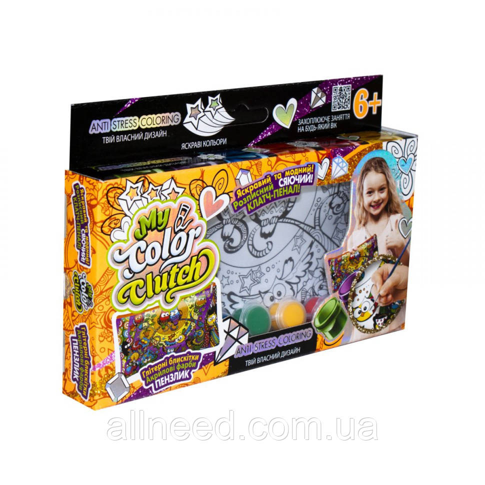 Пенал розмальовка "My color Clutch" Danko Toys CCL-01-01U (Дві сови), фото 1