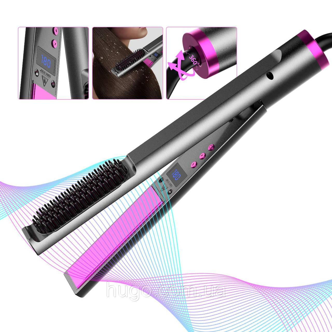 Випрямляч гребінець для волосся 3в1 Hair Straightener, Фіолетовий / Прибор для укладання волосся