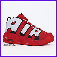 Кроссовки мужские Nike Air More Uptempo red white / Найк аир мор Аптемпо красные с белым