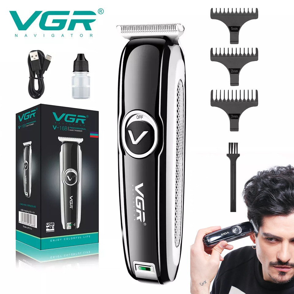 Машинка для стрижки волосся VGR V-168 з комплектом насадок, Тример для волосся, Бездротова машинка для стрижки