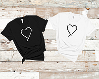 Парные футболки мужская и женская с принтом Сердце для Влюбленных