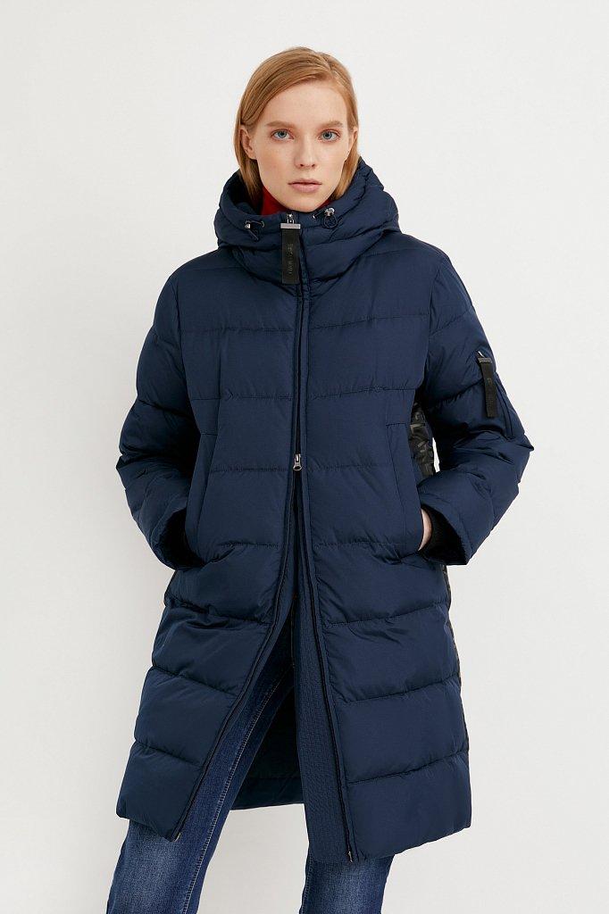 Довгий жіночий пуховик Finn Flare W20-32008-101 темно-синій M, фото 1