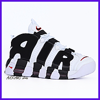 Кроссовки мужские Nike Air More Uptempo white black / Найк аир мор Аптемпо белые черные