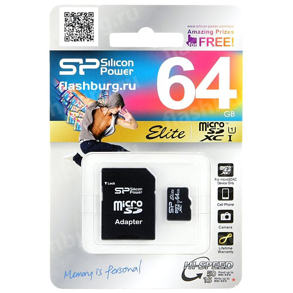 Карта пам'яті Silicon Power microSDHC 64GB Class 10