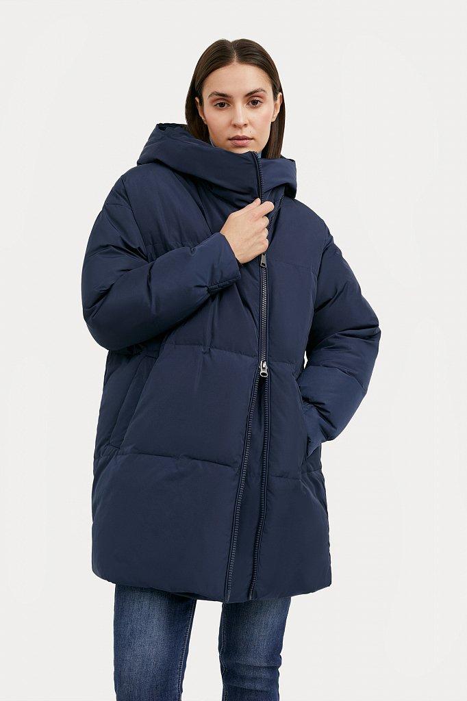 Подовжений жіночий пуховик oversize Finn Flare W20-12005-101 синє XS, фото 1