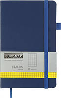 Нотатник Buromax Etalon 125x195 мм 96 аркушів в клітинку обкладинка зі штучної шкіри Синя