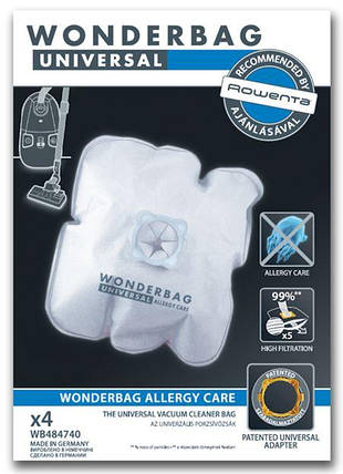 Мішки для пилососу універсальні Wonderbag Allergy Care Universal Rowenta (WB484740) 6 літрів мікроволокно, фото 1