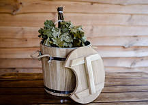 Запарник для віника з металевою неіржавкою вставкою 15 л дуб, фото 2