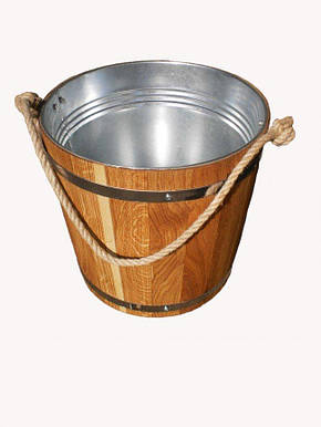 Відро для бані 7 літрів із ясена з металевою вставкою, фото 2