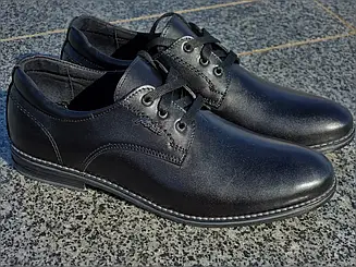 Туфлі Чоловічі шкіряні чорні на шнурку демисезонні 40-45 розмір, туфлі чоловічі шкіряні прошиті від виробника