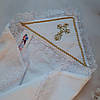 Дитяча крижма для хрестин тепла махрова оздоблення кольору золото 80x80 / Рушник для хрещення, фото 2