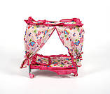 Ліжечко металева FL 992 з балдахіном на колесах, фото 3