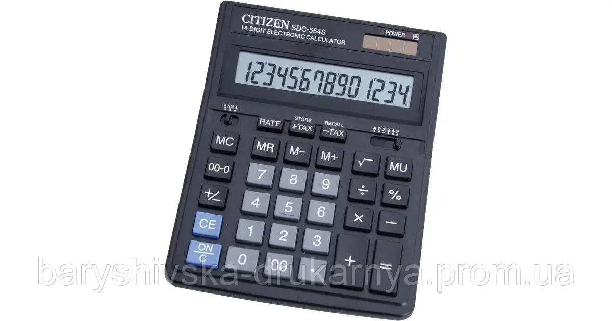 Калькулятор компактний CiTIZEN SDC-554S чорний 14-и розрядний 150x200x25 мм (SDC-554S) - фото 1 - id-p1578776203