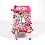 Ліжечко металева FL 987 з балдахіном на колесах, фото 4