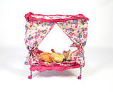 Ліжечко металева FL 987 з балдахіном на колесах, фото 6