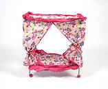 Ліжечко металева FL 987 з балдахіном на колесах, фото 3