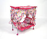 Ліжечко металева FL 987 з балдахіном на колесах, фото 2