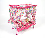 Ліжечко металева FL 987 з балдахіном на колесах, фото 5