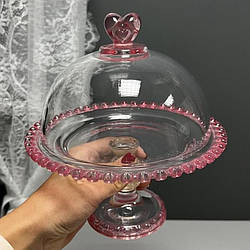 Кришка + підставка для торта «Рожеве Серце» D-19.5 см