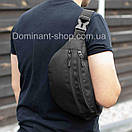 Чоловіча поясна сумка через плече нагрудна тканинна бананка Saturn чорна барижка міцна, фото 3