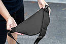 Чоловіча поясна сумка через плече нагрудна тканинна бананка Saturn чорна барижка міцна, фото 10
