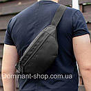 Чоловіча поясна сумка через плече нагрудна тканинна бананка Saturn чорна барижка міцна, фото 6