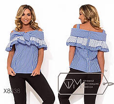 Жіноча однотонна котонова сорочка короткий рукав розміри норма та батал, фото 4