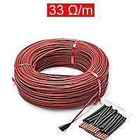 Карбоновий нагрівальний кабель12К 33 Ом/м 3 мм червоний 100 м